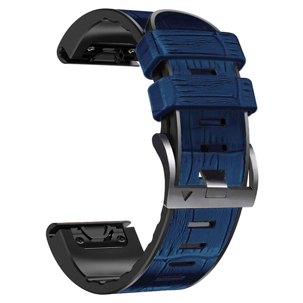 For Garmin Fenix 7X 6X Pro Tactix 7 26mm Crocodile Texture Leather Coated Silicone Watchband Wrist Strap Replacement For Garmin Fenix 7X 6X Pro Tactix 7 26mm Crocodile Texture Leather Coated Silicone Watchband Wrist Strap Replacement